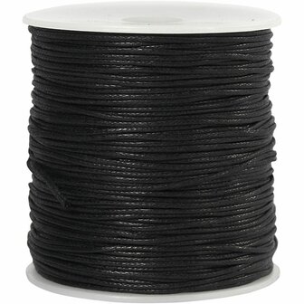 Stevig Zwart Katoenkoord - Gewaxed Macram&eacute; Touw - Geschikt voor DIY Hobbyprojecten, Sieraden Maken &amp; Cadeau Inpakken - 1 mm Dikte - 100 m Rol