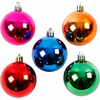 Kerstballen - Sterke Kleuren - Kerstversiering - Decoratieve Ballen - Feestdecoratie - Boomdecoratie - Diameter 6cm - 20 Stuks