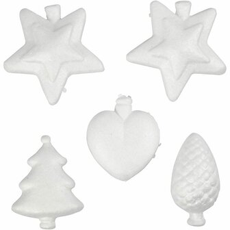 Witte Kerstfiguren &ndash; DIY Decoratie Voor Feestdagen &amp; Hobbyprojecten &ndash; Geschikt Voor Schilderen, Tafeldecoratie &amp; Kerstversiering - Handgemaakte Set - Set Van 5, Hoogte 7-8 cm