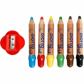 Kleurpotloden - Diverse Kleuren - L: 10,5 cm - Dikte 13 mm - Set van 6 Stuks - Kindvriendelijk