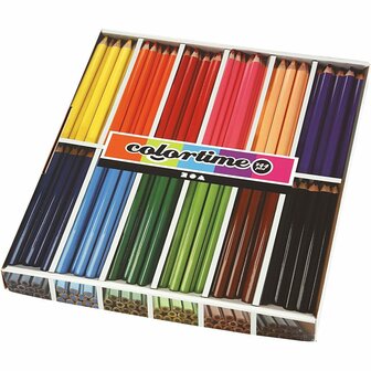 JUMBO Kleurpotloden - Diverse Kleuren - 5 Mm Vulling - 12x12 Stuks - 1 Doos - L: 17,45 Cm