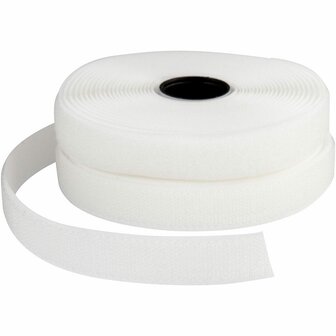 Klitteband - Haak En Lussluiting - Wit Klittenband - DIY Klittenband Voor Hobby - Krachtig Klittenband - Zelfklevend Klittenband - Hobby Decoratieband - Breedte 20mm - Lengte 5m - 1 Rol