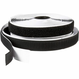 Klitteband - Zelfklevend Haak en Lusband - Zwart Klittenband - Breedte 20mm - 5 Meter Rol - Voor Diverse Bevestigingen