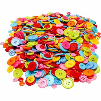 Knopen Mix - Diverse Knopen - Decoratieve Knopen Voor Hobby - DIY Knoop Mix - Ronde Knopen Voor Creatieve Projecten - Diameter 10+15+20+22mm - Gewicht 500gr
