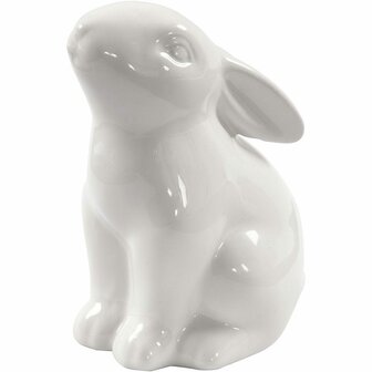 Konijn Porselein - H: 9 cm - D: 5,5 cm - Set van 12 Stuks - DIY Decoratie - Voor Creatieve Projecten