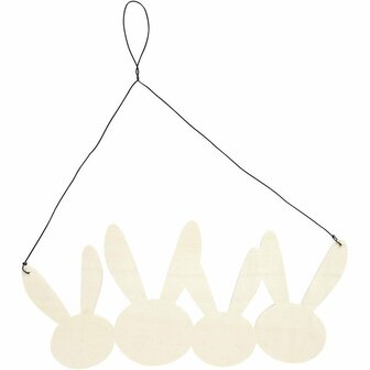 Konijnen - Houten Triplex Konijnen Decoratie - DIY Konijnenfiguur voor Knutselprojecten - Houten Konijnenornament - 11x25 cm - 1 Stuk