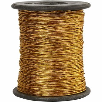 Koord - Metallic Goudkleurig Koord - DIY Decoratief Koord - Hobby Koord Voor Ophangen - Creatieve Macrame Koorden - Dikte 0,5mm - Lengte 100m - 1 Rol