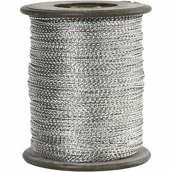 Koord - Metallic Zilverkleurig Koord - DIY Decoratief Koord - Hobby Macrame Koorden - Ophangkoord Voor Creatieve Projecten - Dikte 0,5mm - Lengte 100m - 1 Rol