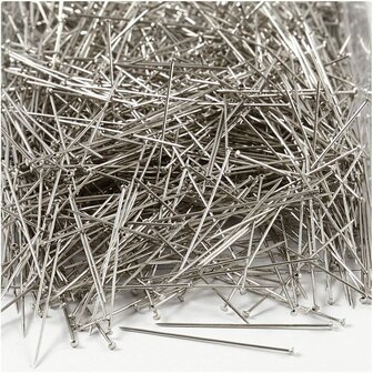 Kopspelden - Zilveren Spelden - Decoratieve Hobbyspelden - DIY Spelden Voor Handwerk - Lange Spelden Voor Creatieve Projecten - Lengte 37mm - Dikte 0,7mm - Gewicht 500gr
