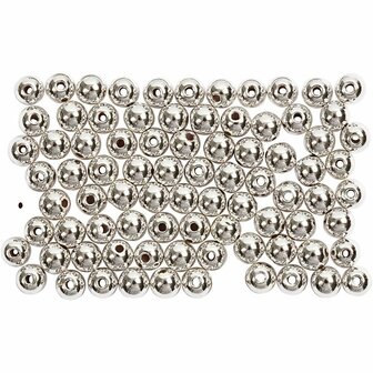Kralen - Parels - Imitatie - Zilver - Sieraden maken - Zilverkleurige Kraaltjes - Diameter: 4mm - Gatgrootte: 0,7mm - 150 stuks