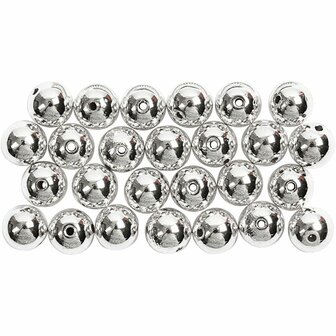 Kralen - Parels - Imitatie - Zilver - Sieraden maken - Zilverkleurige Kraaltjes - Diameter: 8mm - Gatgrootte: 1mm - 50 stuks
