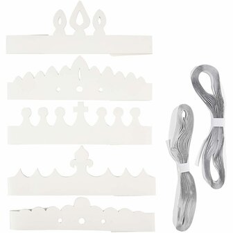 Kronen - Witte Decoratieve Kronen - Kroon Versiering Voor Feestdecoratie - DIY Kronen Voor Knutselen - Hoogte 10-16,5 cm - Lengte 60 cm - Lichtgewicht 230 Gram - Set Van 50 Stuks