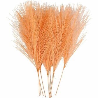 Kunstveren - Home deco - Veren - Polyester - Oranje - 15x8cm - Creotime - 10 Stuks