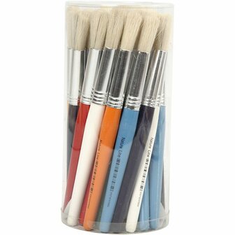 Kinderkwasten Set - Ronde Varkensharen Penselen - Schilderkwasten voor Peuters, Kleuters &amp; Schoolgebruik - Geschikt voor Acrylverf, Waterverf &amp; Hobbyprojecten - Set van 30 Stuks