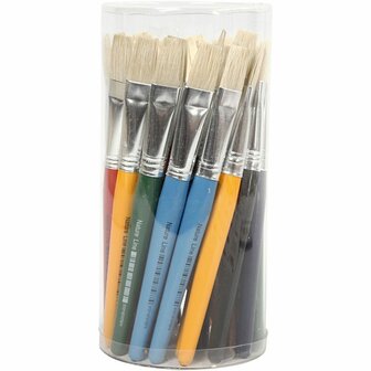Kinderkwasten Set - Platte Varkensharen Penselen - Brede Penseelset voor Creatieve DIY Kunst, Schoolprojecten &amp; Knutselen - Ideaal voor Grote Oppervlakken - 30 Stuks