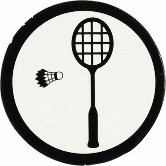Badminton Silhouetten - Happy Moments Badminton Decoratie - DIY Badminton Stickers - Zwart/Wit Silhouetten - Decoratieve Badminton Figuren - 25 mm - 20 Stuks