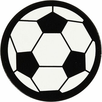 Label, wit/zwart, voetbal, d 25 mm, 20 stuk