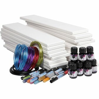 Lange canvassen met aquarel, wit, 20 stuk, 1 set