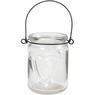 Lantaarn - Glazen Lantaarn voor Decoratie - DIY Lantaarn met Metalen Hanger - Ronde Glazen Lantaarn - 9,5x9 cm - 12 Stuks