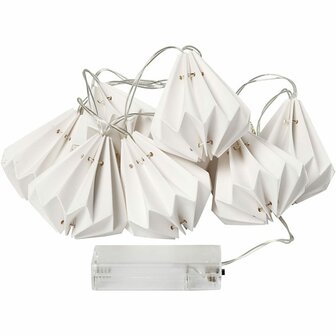 LED Lichtslinger met Lampenkapjes - DIY Lichtslinger met LED Lampjes - Witte Kartonnen Kapjes - Batterij Werking - 100 cm - 1 Stuk