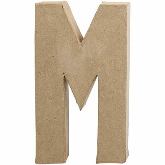 Papier-M&acirc;ch&eacute; Letter M - Grote DIY Kartonnen Letter - Handgemaakte Alfabet Letter voor Schilderen, Handlettering &amp; Decoratie - 20,5 cm Hoog - 12 cm Breed - 2,5 cm Dikte
