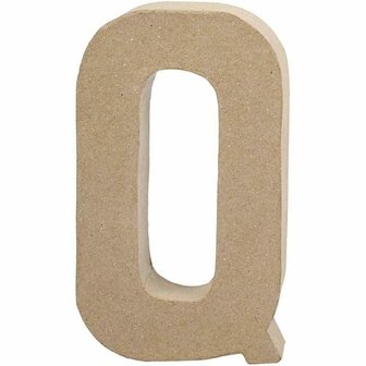 Papier-M&acirc;ch&eacute; Letter Q - Handgemaakte 3D Kartonnen Letter - DIY Alfabet Decor voor Knutselen, Feestversiering &amp; Schilderprojecten - 20,3 cm Hoog - 11,5 cm Breed - 2,5 cm Dikte