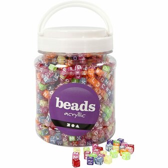 Letterkralen voor Sieraden maken - Alfabet kralen voor ketting, armband, telefoonkoord etc. - Naamarbandjes Maken - Acryl  Vierkant Gekleurde Kralen Met Witte Letter - Dobbelsteenkralen Met Letters -