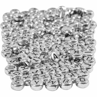 Letterkralen, zilver, d 7 mm, gatgrootte 1,2 mm, 165 gr/ 1 doos