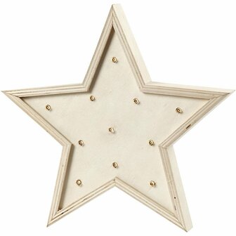 Lichtbox Hout - LED Decoratie Ster - Warm Wit Licht - DIY Interieurverlichting - Knutselen &amp; Creatief Werk - Vrijstaande Houten Lamp - Gezellige Sfeerverlichting - 26 cm