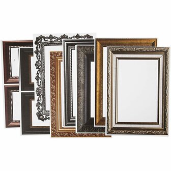 Lijsten, metallic kleuren, afm 26,2x18,5 cm, 16 div vellen