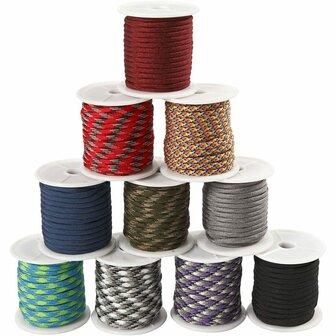 Macram&eacute; Koord - Nylonkoord - DIY Hobbykoord - Neon Kleuren Voor Macram&eacute; Knoopwerk - Creatief Knoopdraad - Dikte 1 mm - Lengte 28 m - Set van 8 Rollen
