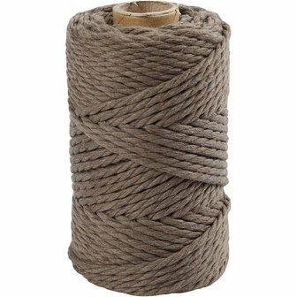 Macram&eacute; Koord Lichtbruin - Driedraads Macram&eacute; Touw - Katoenen Knutselkoord - Voor Plantenhangers, Woondecoratie, DIY Boho Stijl Accessoires - 55 m x 4 mm