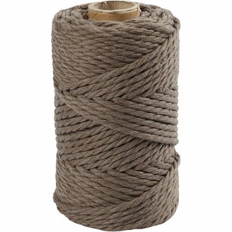 Macram&eacute; koord, lichtbruin, L: 55 m, d 4 mm, 330 gr/ 1 rol