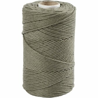 Macram&eacute; Koord - Mosgroen - DIY Creatief Knoopwerk - Hobbymateriaal - Gerecycled Katoen - Fijne Projecten - Wanddecoratie - 198 m - 2 mm - 330 Gr - 1 Rol