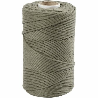 Macram&eacute; koord, mosgroen, L: 198 m, d 2 mm, 330 gr/ 1 rol