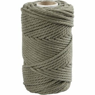 Macram&eacute; koord, mosgroen, L: 55 m, d 4 mm, 330 gr/ 1 rol