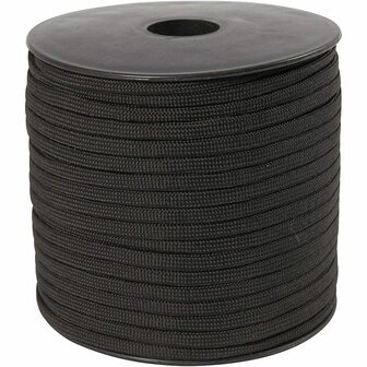 Macram&eacute; koord, zwart, B: 5 mm, 50 m/ 1 rol