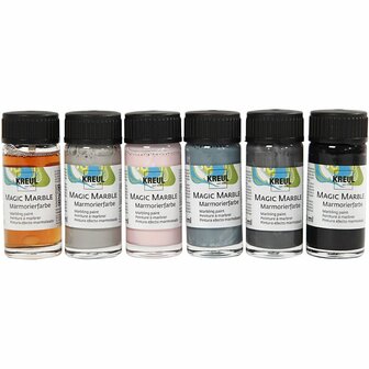 Magic Marble - Pastelkleuren - 6x20 ml - Vloeibare Verf voor Unieke Gemarmerde Effecten - Perfect voor Hout, Glas en Meer - 1 Doos