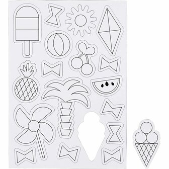 Kleur Je Eigen Magneten - Zomer Thema - DIY Creatief - A5 Formaat Magneetvel - Voor Kinderen