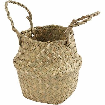Zeegras Mand - Decoratieve Mand - Natuurlijke Mand - DIY Mandje - Zeegras Decoratie - Kleine Mand - Rond Zeegras Mandje - 7/15 cm - Diameter 16 cm