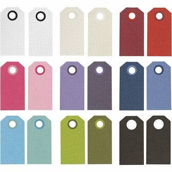 Manilla-labels, diverse kleuren, afm 6x3 cm, 250 gr, 30x10 stuk/ 1 doos