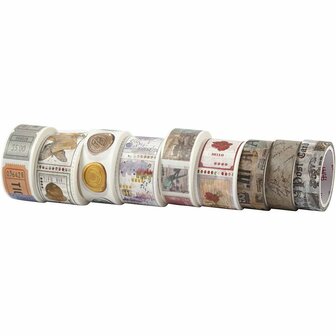 Masking tape, L: 3+5 m, B: 15+25 mm, 9 rol/ 1 doos