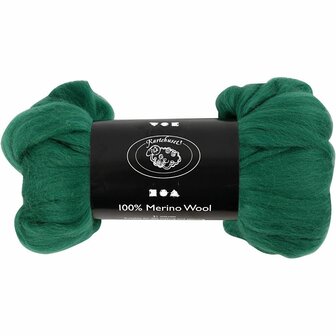 Merino wol - 21 micron - Groen - Vilten - Spinnen - Zachte wol - Australische wol - 100 gr - Zacht - Geschikt voor vilten en spinnen