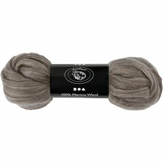 Merino wol - 21 micron - Natural grey - Vilten - Spinnen - Zachte wol - Australische wol - 100 gr - Zacht - Geschikt voor vilten en spinnen