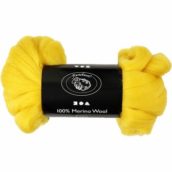 Merino wol - 21 micron - Sun yellow - Zuid-Afrika - Vilten - Spinnen - Zachte wol - 100 gr - Zacht - Geschikt voor vilten en spinnen