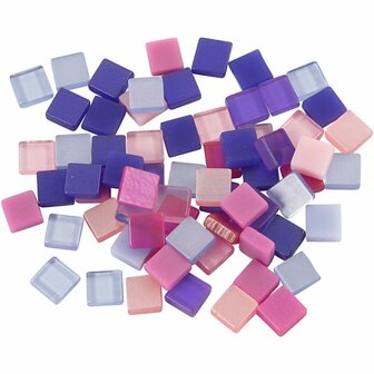 Mini mozaiek, paars/donkerpaars, afm 5x5 mm, dikte 2 mm, 25 gr
