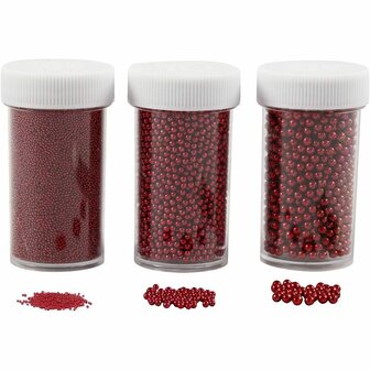 Mini Stenen van Glas - Rode Glazen Decoratiestenen - Drie Maten Decoratieve Mini Stenen - DIY Glas Decoratie - 3x45 Gram