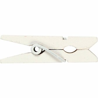 Mini wasknijper, wit, afm 35x7 mm, dikte 9 mm, 20 stuk/ 1 doos