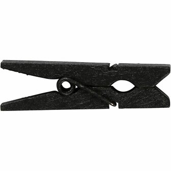 Mini Wasknijpers - Zwart - Decoratieve Klemmen - DIY Houten Mini Clips - 35x7mm - Dikte 9mm - Geschikt Voor Scrapbooking &amp; Kaarten Maken - Set van 20 Stuks
