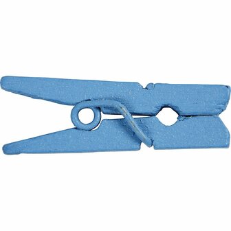 Mini wasknijpers, blauw, L: 25 mm, B: 3 mm, 36 stuk